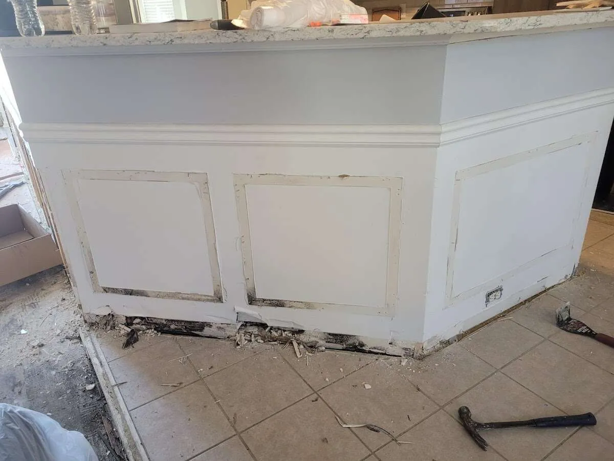 Water damage and mold on kitchen during Storm Damage Restoration in Griffin